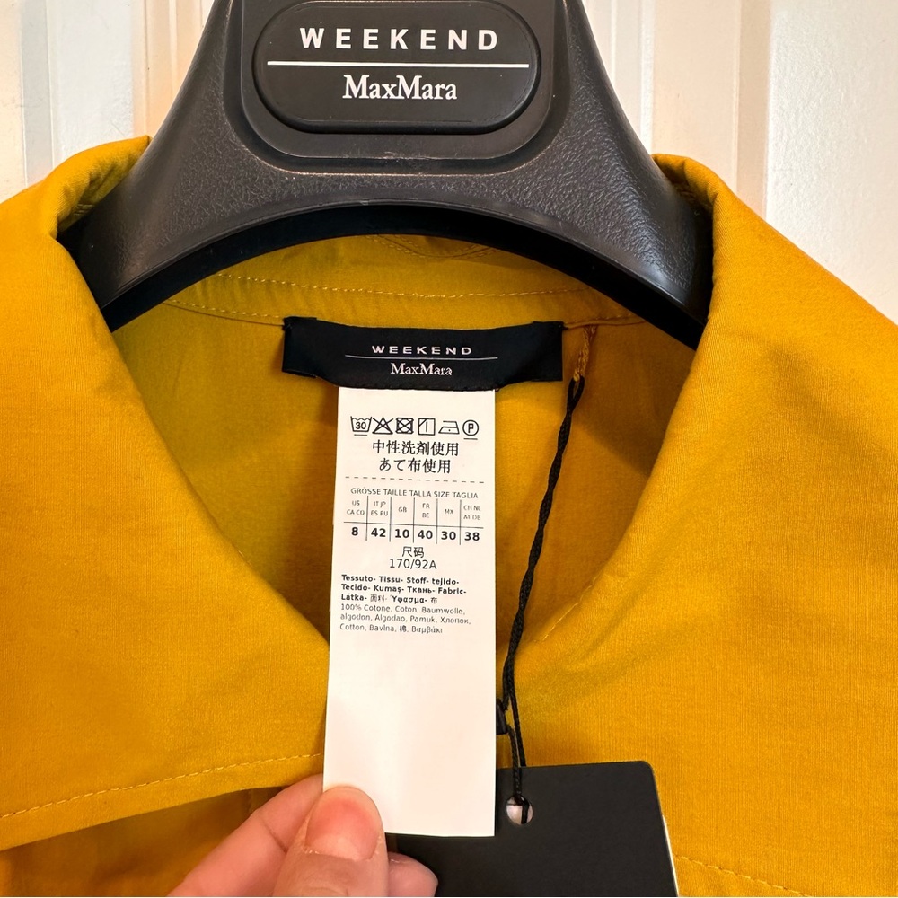NWT Weekend Max Mara Yellow Cotton Shirt Dress Size: US6/8 Spring/ Summer - Picture 13 of 16